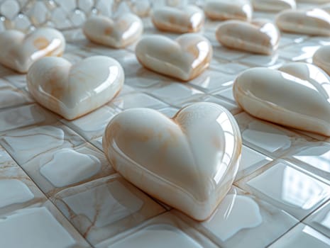 3D Glass Shiny Heart Background. Creative Valentine's Day 3D Wallpaper. Ai generated