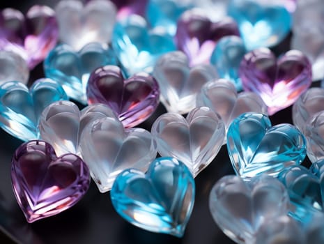 Glass 3D Realistic Heart Shape. Valentine's Day Creative 3D Background. Ai generated