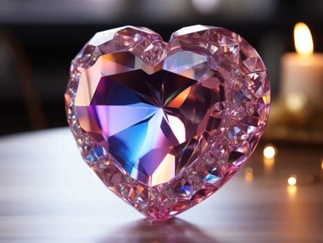 Glass 3D Realistic Heart Shape. Valentine's Day Creative 3D Background. Ai generated