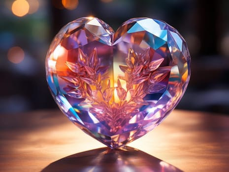 Glass 3D Realistic Heart Shape. Valentine's Day Creative 3D Background. Ai generated