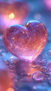 Glass 3D Realistic Heart Shape. Valentine's Day Creative 3D Background. Ai generated