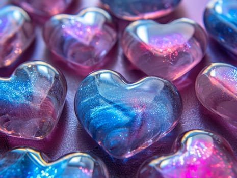Glass 3D Realistic Heart Shape. Valentine's Day Creative 3D Background. Ai generated