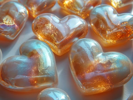 Glass 3D Realistic Heart Shape. Valentine's Day Creative 3D Background. Ai generated