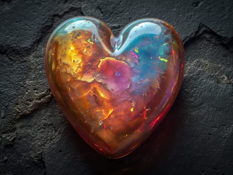 Glass 3D Realistic Heart Shape. Valentine's Day Creative 3D Background. Ai generated