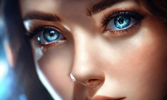 Girl with blue eyes. Generative AI. High quality photo