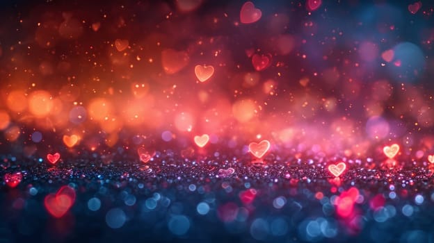 Blurry Bokeh Hearts Creative Background. Valentine's Day Wallpaper . Ai generated