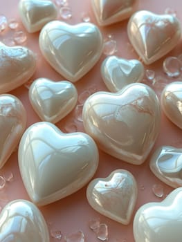 Glass 3D Realistic Heart Shape. Valentine's Day Creative 3D Background. Ai generated