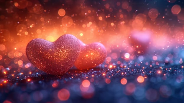 Blurry Bokeh Hearts Creative Background. Valentine's Day Wallpaper . Ai generated