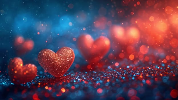 Blurry Bokeh Hearts Creative Background. Valentine's Day Wallpaper . Ai generated