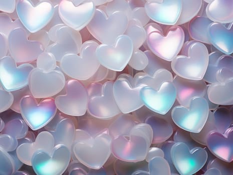 Glass 3D Realistic Heart Shape. Valentine's Day Creative 3D Background. Ai generated