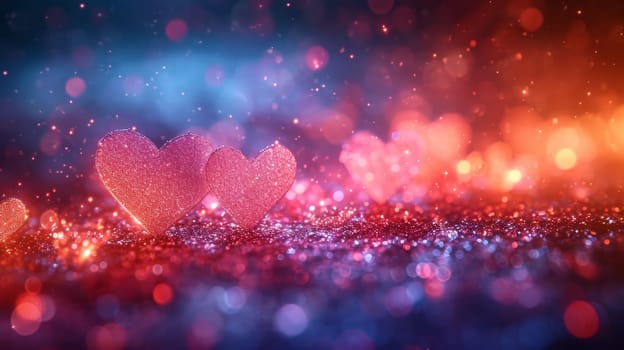 Blurry Bokeh Hearts Creative Background. Valentine's Day Wallpaper . Ai generated