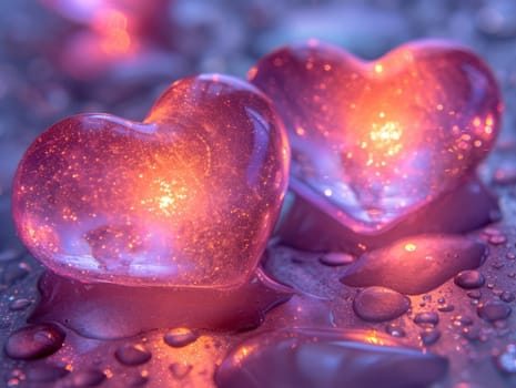 Blurry Bokeh Hearts Creative Background. Valentine's Day Wallpaper . Ai generated