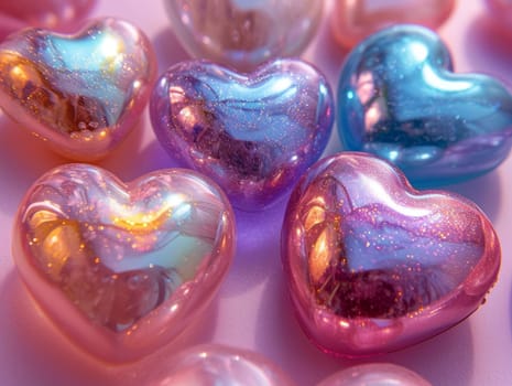 Glass 3D Realistic Heart Shape. Valentine's Day Creative 3D Background. Ai generated