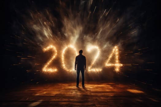 Happy New Year Celebration 2024 Sparkles Banner Generative AI.