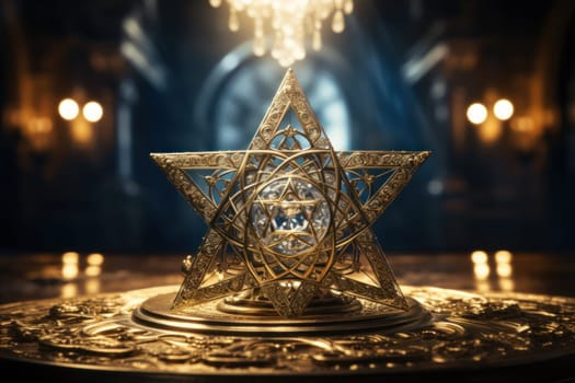 The Star of David, protector of Judaism background. Generative AI.