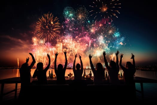 Silhouette Firework Celebration for New Year or any event Festival. Generative AI.