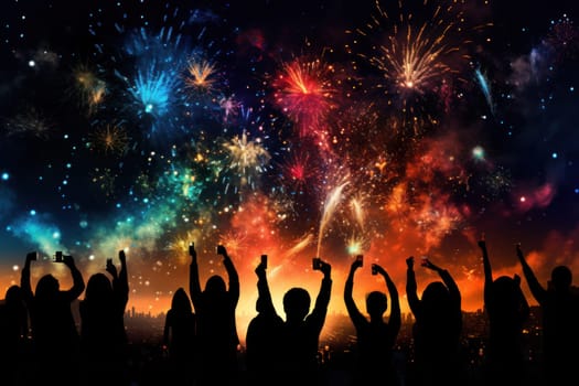 Silhouette Firework Celebration for New Year or any event Festival. Generative AI.