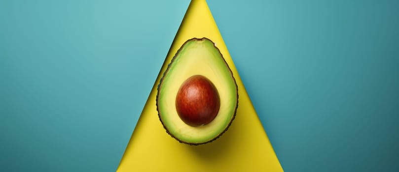 Green Organic Food: Fresh Avocado, Nature's Exotic Delight, on Minimalistic Pastel Background