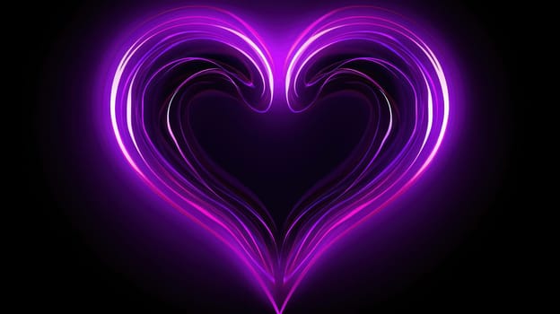 Glowing Heart: A Neon Love Symbol in Abstract Design on a Bright Pink Background with Luminous Streaks