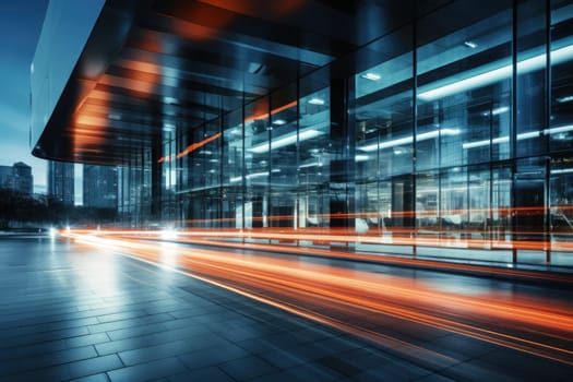 Modern office, slow shutter speed photography. Generative AI.