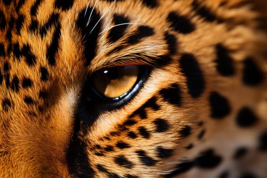 Close up eye and skin Leopard texture background. Generative AI.