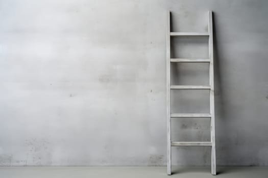 Blank dirty grunge wall with ladder. Generative AI.