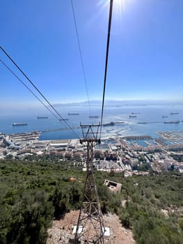 A view of a city from a cable car in Gibraltar. High quality photo