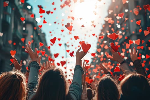 people on the street celebrate valentines day with love and joy pragma