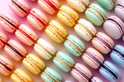 Background of macaroons, pastel colors, top view.