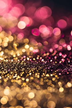 Glitter texture of pink and gold background. selective focus. textures Generative AI,