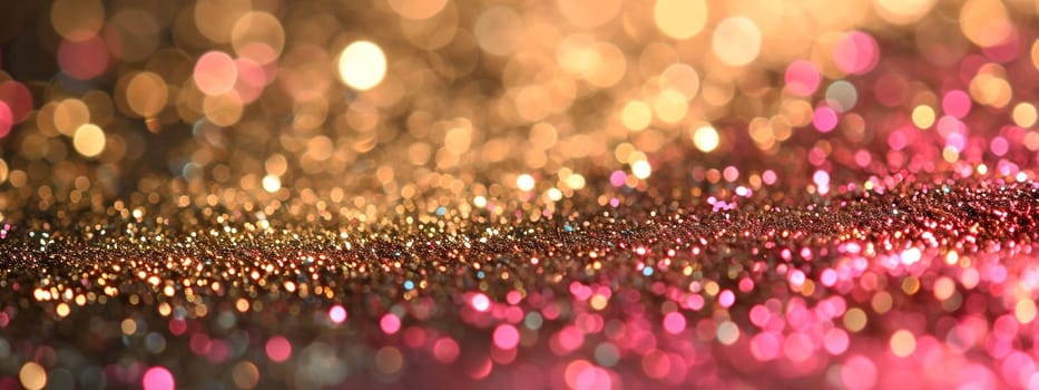 Glitter texture of pink and gold background. selective focus. textures Generative AI,