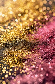 Glitter texture of pink and gold background. selective focus. textures Generative AI,