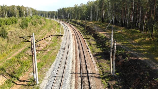 The Trans-Siberian Railway in Russia. Drone view