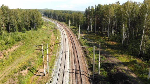 The Trans-Siberian Railway in Russia. Drone view