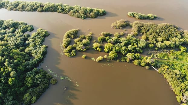 Nature on the Amur River in Russia. Aerial view