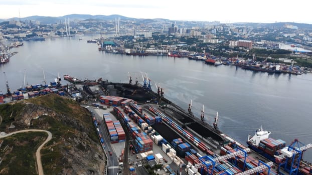 The city of Vladivostok from a bird's-eye view