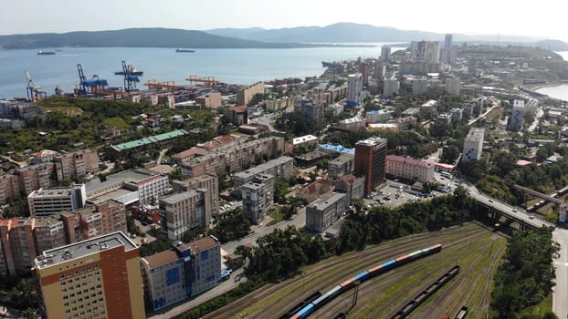 Aerial view of the outskirts of the city of Vladivostok