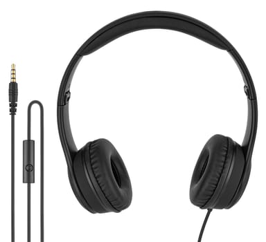 Wired headphones, computer accessory in isolation on a white background