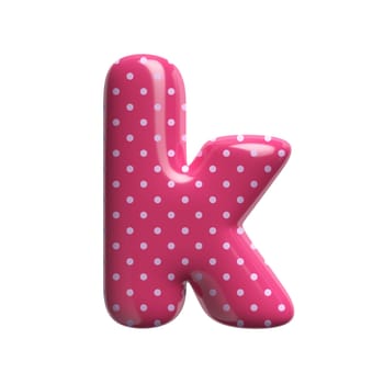 Polka dot letter K - Lower-case 3d pink retro font isolated on white background. This alphabet is perfect for creative illustrations related but not limited to Fashion, retro design, decoration...