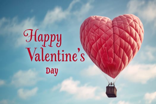 happy valentines day hot air balloon of red on blue sky pragma