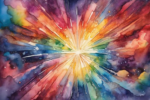 Abstract watercolor background in rainbow colors.