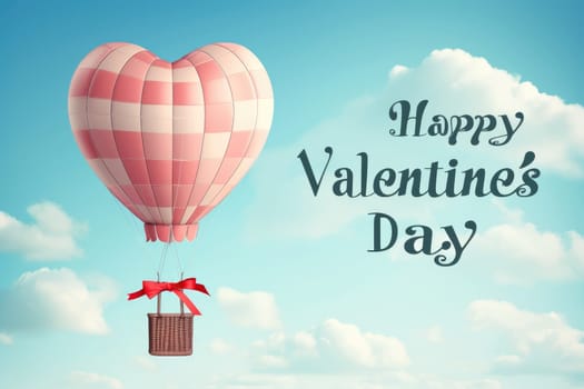 happy valentines day hot air balloon of red on blue sky pragma