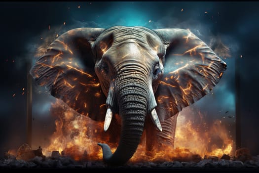 An elephant emerges from the screen of a modern TV.