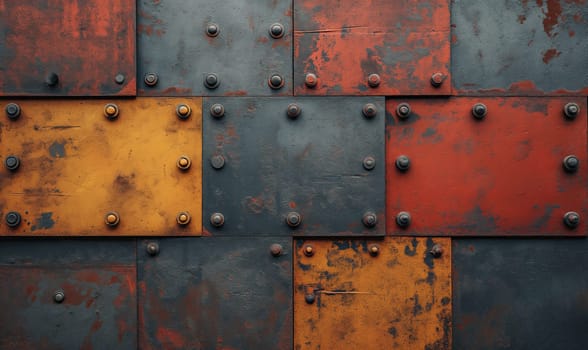 Industrial colored background with metal textures. Selective soft focus.