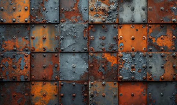 Industrial colored background with metal textures. Selective soft focus.