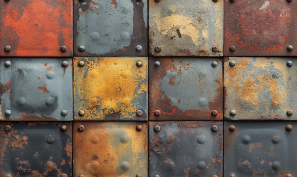 Industrial colored background with metal textures. Selective soft focus.