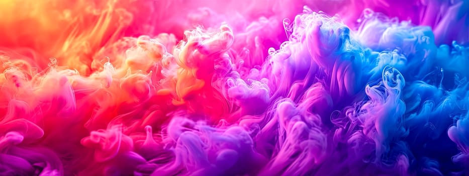 Vibrant plumes of pink and blue smoke swirling together in an ethereal dance