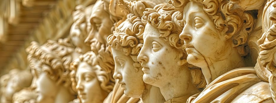 Classical sculpture display, Renaissance art, marble statues in a row
