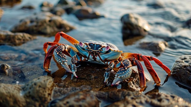 crab on the seashore. Selective focus. food.