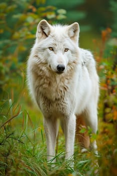 white wolf in the wild. Selective focus. animal.